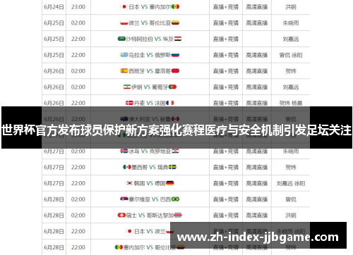 世界杯官方发布球员保护新方案强化赛程医疗与安全机制引发足坛关注